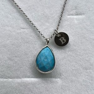 Birthstone with Initial Teardrop Gemstone Necklace